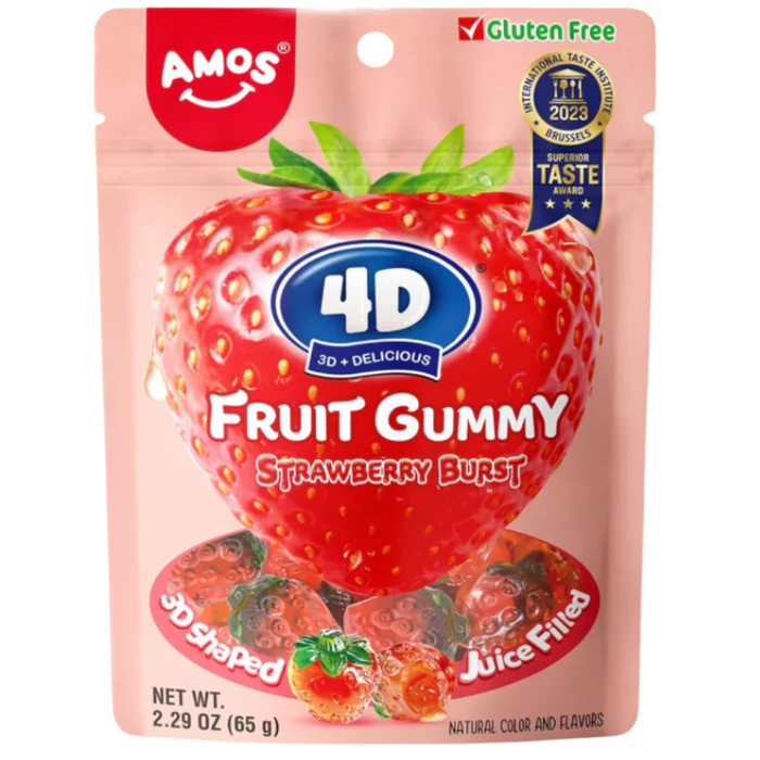 Amos 4D Fruit Gummy Strawberry 12X65 gr